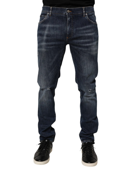 Dolce & Gabbana Dark Blue Washed Running Ripped Denim Jeans – IT58 | XXL par Dolce & Gabbana | Disponible sur Sandy Store ByNet