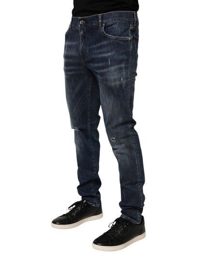 Dolce & Gabbana Dark Blue Washed Running Ripped Denim Jeans – IT58 | XXL par Dolce & Gabbana | Disponible sur Sandy Store ByNet