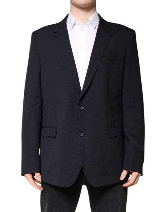 Dolce & Gabbana Dark Blue Wool Single Breasted Coat Blazer – IT56 | XXL par Dolce & Gabbana | Disponible sur Sandy Store ByNet