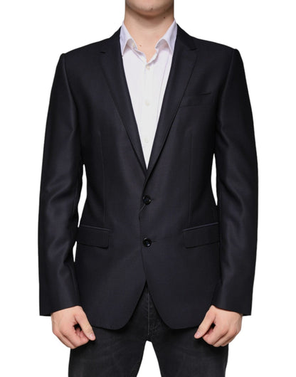 Dolce & Gabbana Dark Blue Wool Single Breasted Dress Coat Blazer - Sandy Store ByNet