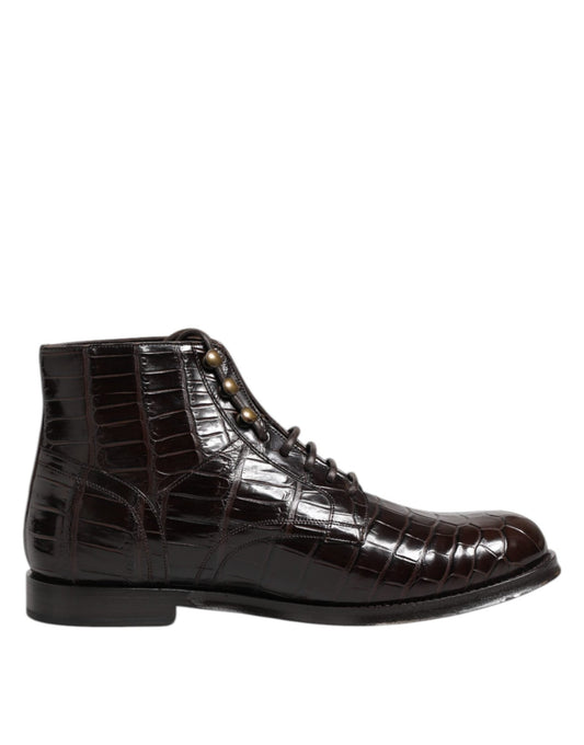 Dolce & Gabbana Dark Brown Leather Lace Up Short Boots Shoes – EU41/US8 par Dolce & Gabbana | Disponible sur Sandy Store ByNet
