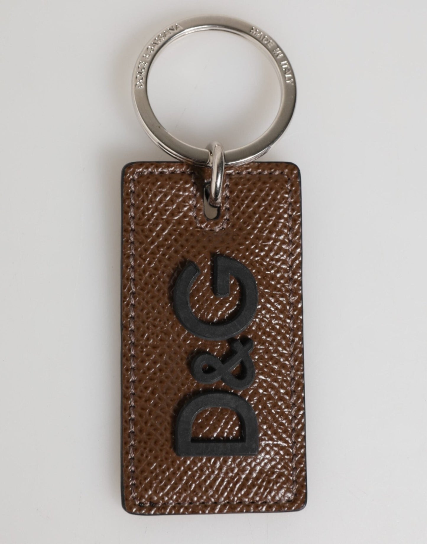 Dolce & Gabbana Dark Brown Leather Logo Metal Ring Keychain Holder Keyring – par Dolce & Gabbana | Disponible sur Sandy Store ByNet