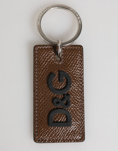 Dolce & Gabbana Dark Brown Leather Logo Metal Ring Keychain Holder Keyring – par Dolce & Gabbana | Disponible sur Sandy Store ByNet