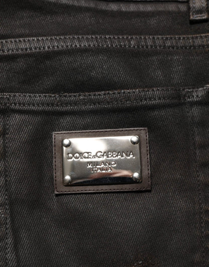 Dolce & Gabbana Dark Brown Tattered Cotton Skinny Denim Jeans – IT48 | M par Dolce & Gabbana | Disponible sur Sandy Store ByNet