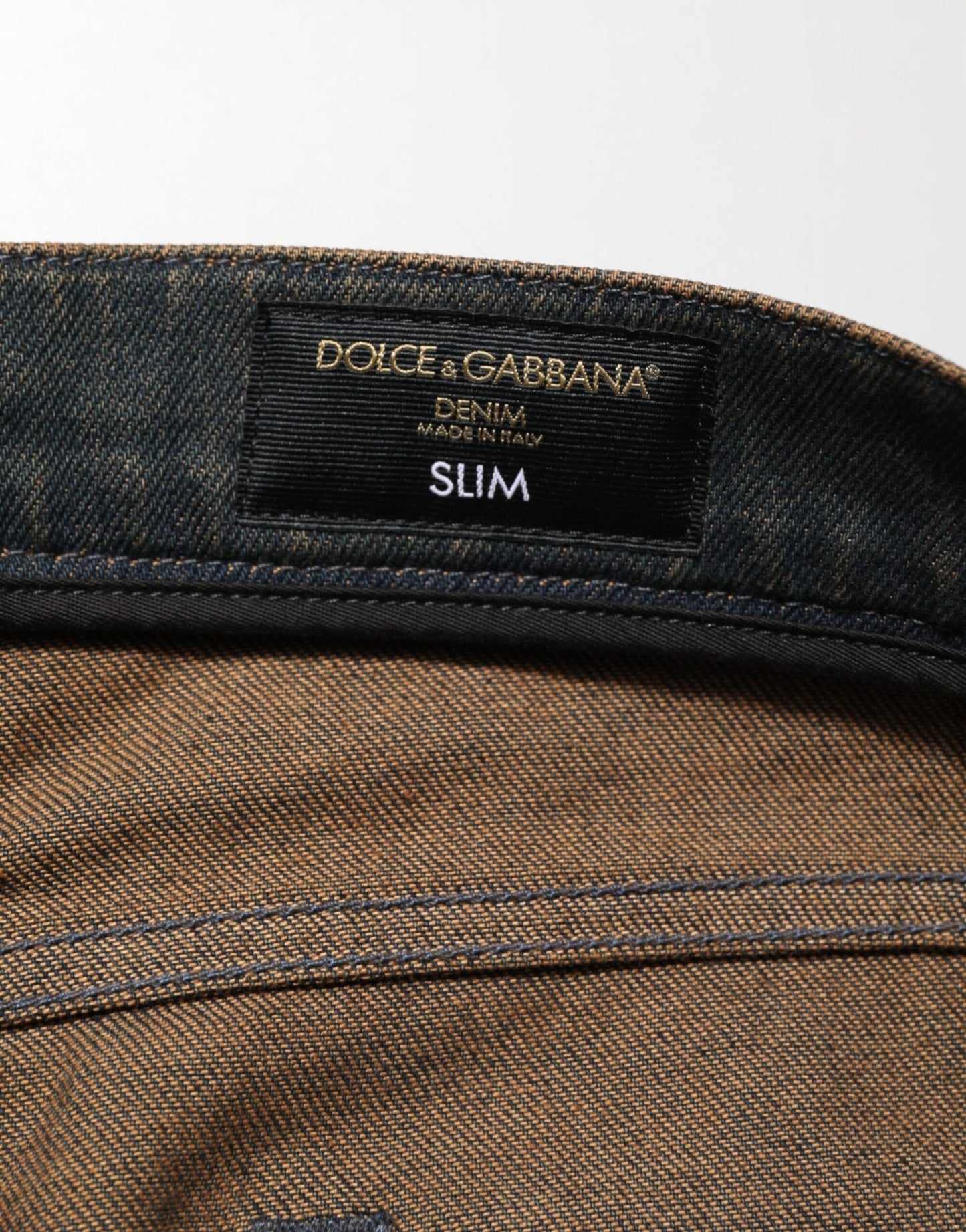 Dolce & Gabbana Dark Brown Tattered Cotton Skinny Denim Jeans – IT48 | M par Dolce & Gabbana | Disponible sur Sandy Store ByNet