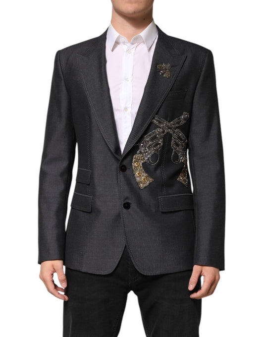 Dolce & Gabbana Dark Gray Bee Embroidery SICILIA Coat Blazer – IT52 | XL par Dolce & Gabbana | Disponible sur Sandy Store ByNet