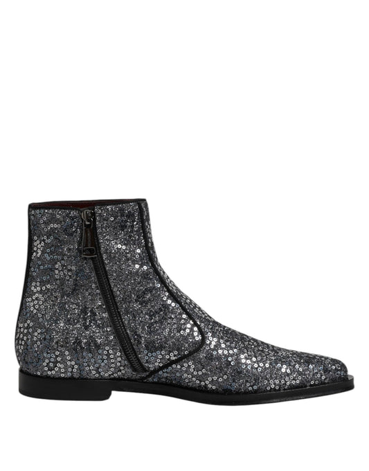 Dolce & Gabbana Dark Gray Cotton Sequined Chelsea Boots Shoes – EU41/US8 par Dolce & Gabbana | Disponible sur Sandy Store ByNet