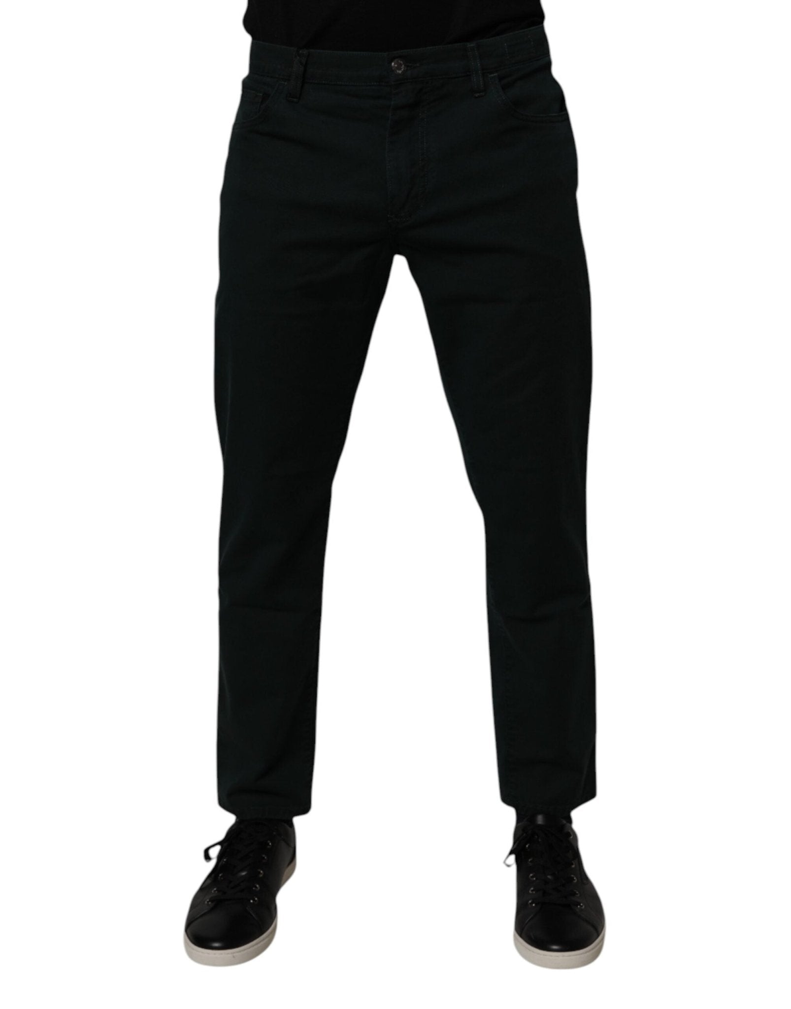 Dolce & Gabbana Dark Green Cotton Loose Men Denim Jeans – IT48 | M par Dolce & Gabbana | Disponible sur Sandy Store ByNet