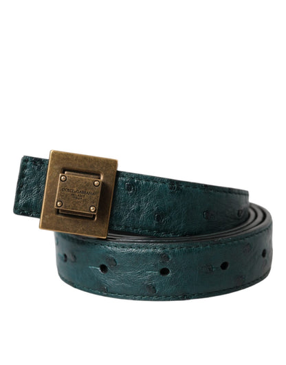 Dolce & Gabbana Dark Green Leather Square Metal Buckle Belt – 90 cm / 36 Inches par Dolce & Gabbana | Disponible sur Sandy Store ByNet