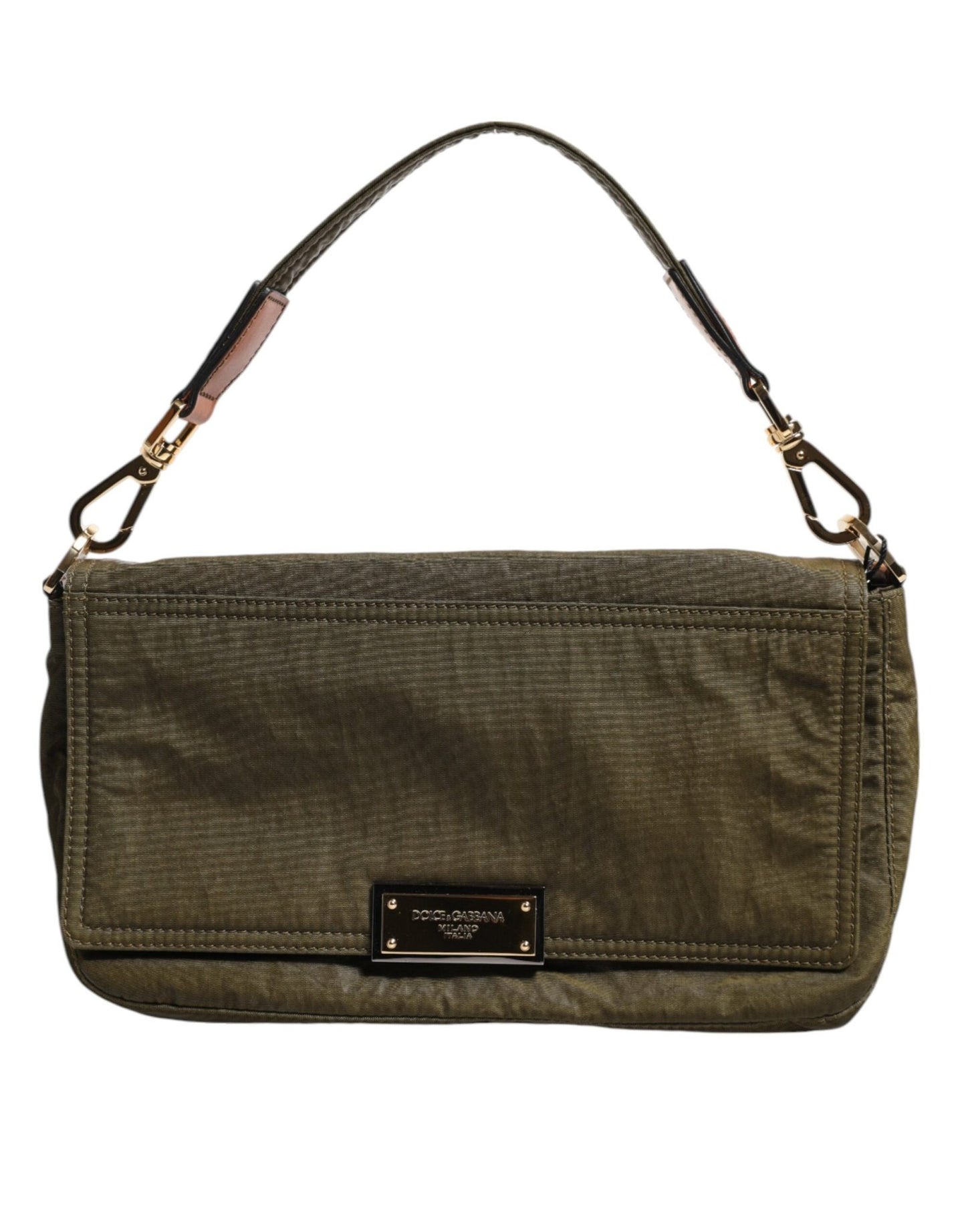 Dolce & Gabbana Dark Green Nylon Logo Plaque Shoulder Strap Borse Bag – par Dolce & Gabbana | Disponible sur Sandy Store ByNet