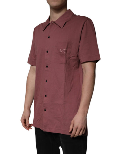 Dolce & Gabbana Dark Pink Button Down Casual Polo Men Shirt - Sandy Store ByNet