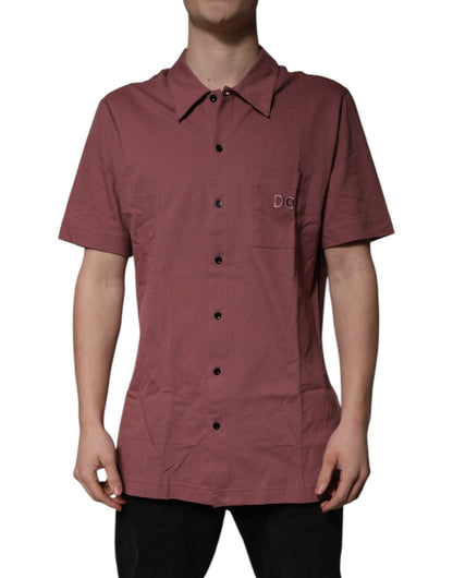 Dolce & Gabbana Dark Pink Button Down Casual Polo Men Shirt - Sandy Store ByNet