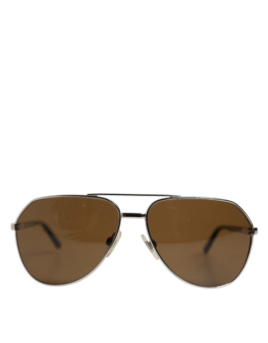 Dolce & Gabbana DG2073 Silver Steel Classic Pilot Brown Lens Sunglasses – par Dolce & Gabbana | Disponible sur Sandy Store ByNet