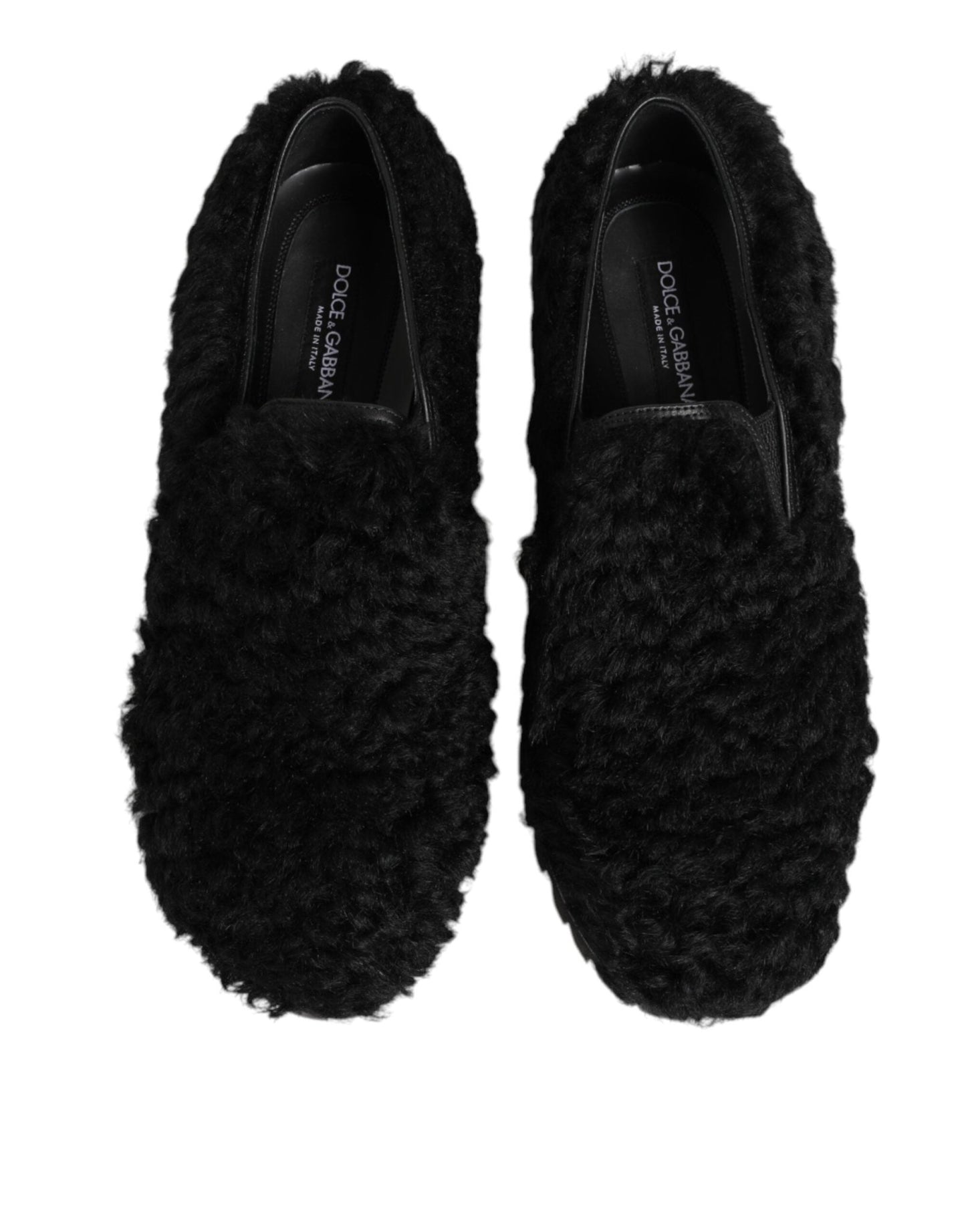 Dolce & Gabbana Dress Black Fur Leather Slippers Men Shoes – EU40/US7 par Dolce & Gabbana | Disponible sur Sandy Store ByNet