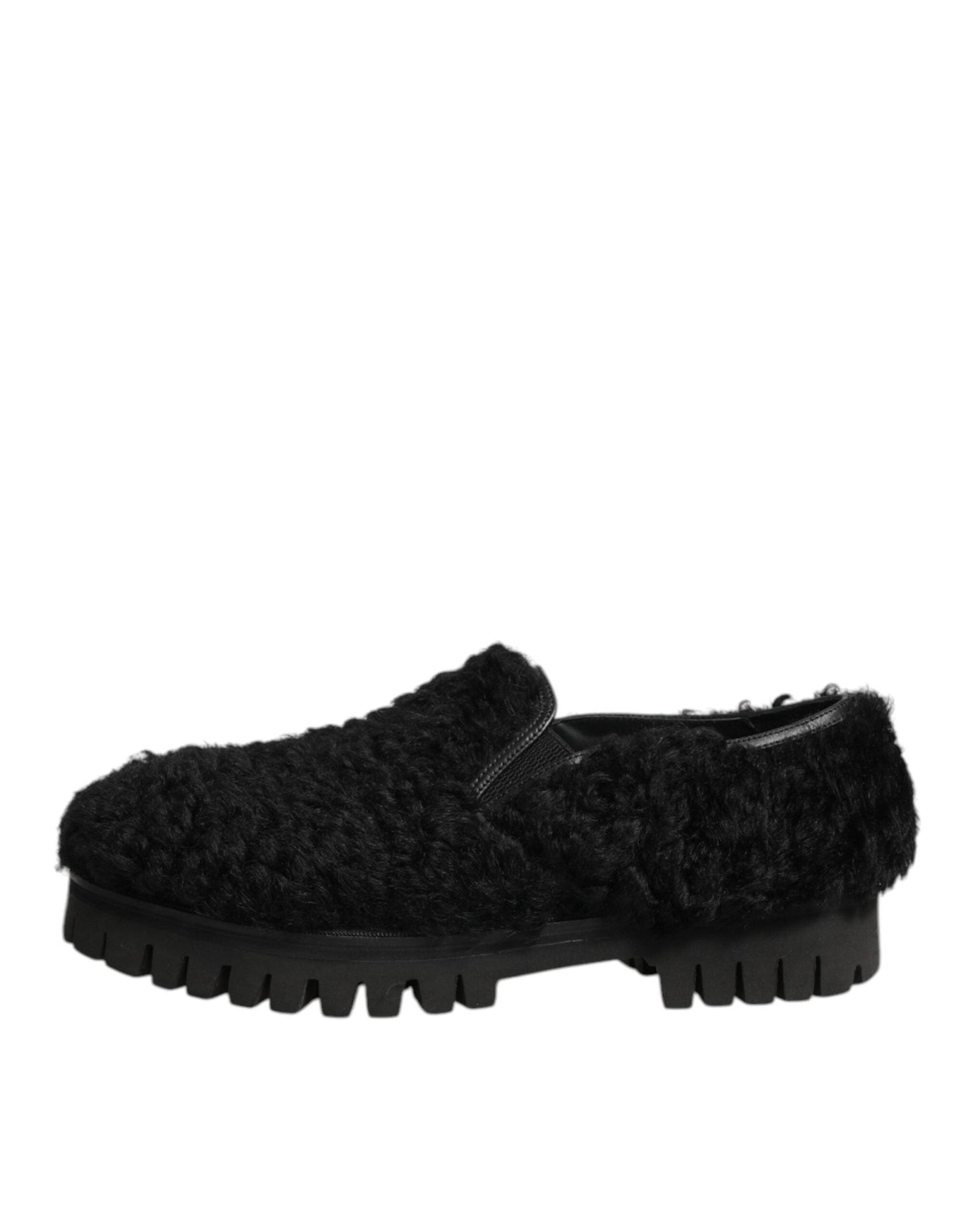 Dolce & Gabbana Dress Black Fur Leather Slippers Men Shoes – EU40/US7 par Dolce & Gabbana | Disponible sur Sandy Store ByNet