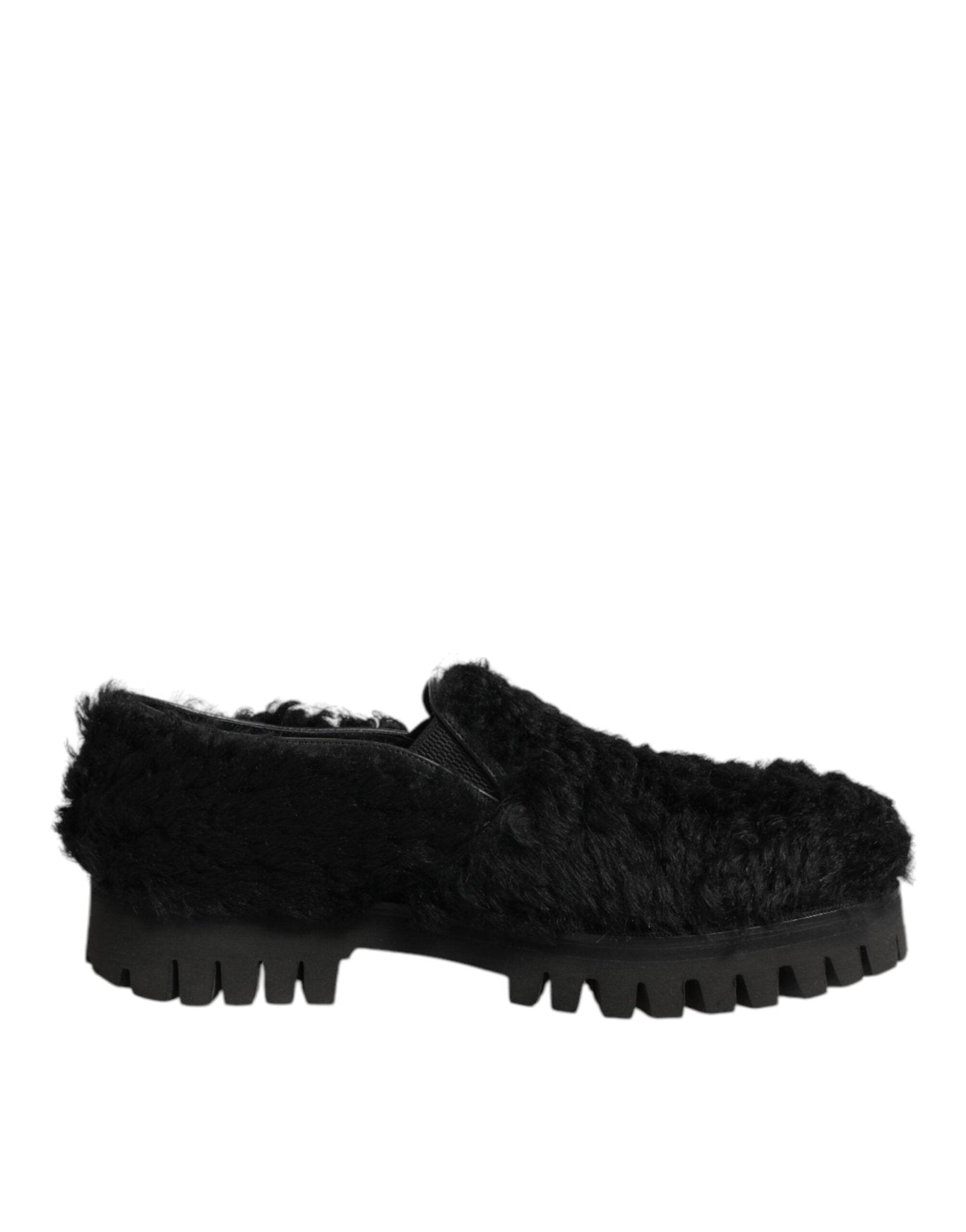 Dolce & Gabbana Dress Black Fur Leather Slippers Men Shoes – EU40/US7 par Dolce & Gabbana | Disponible sur Sandy Store ByNet