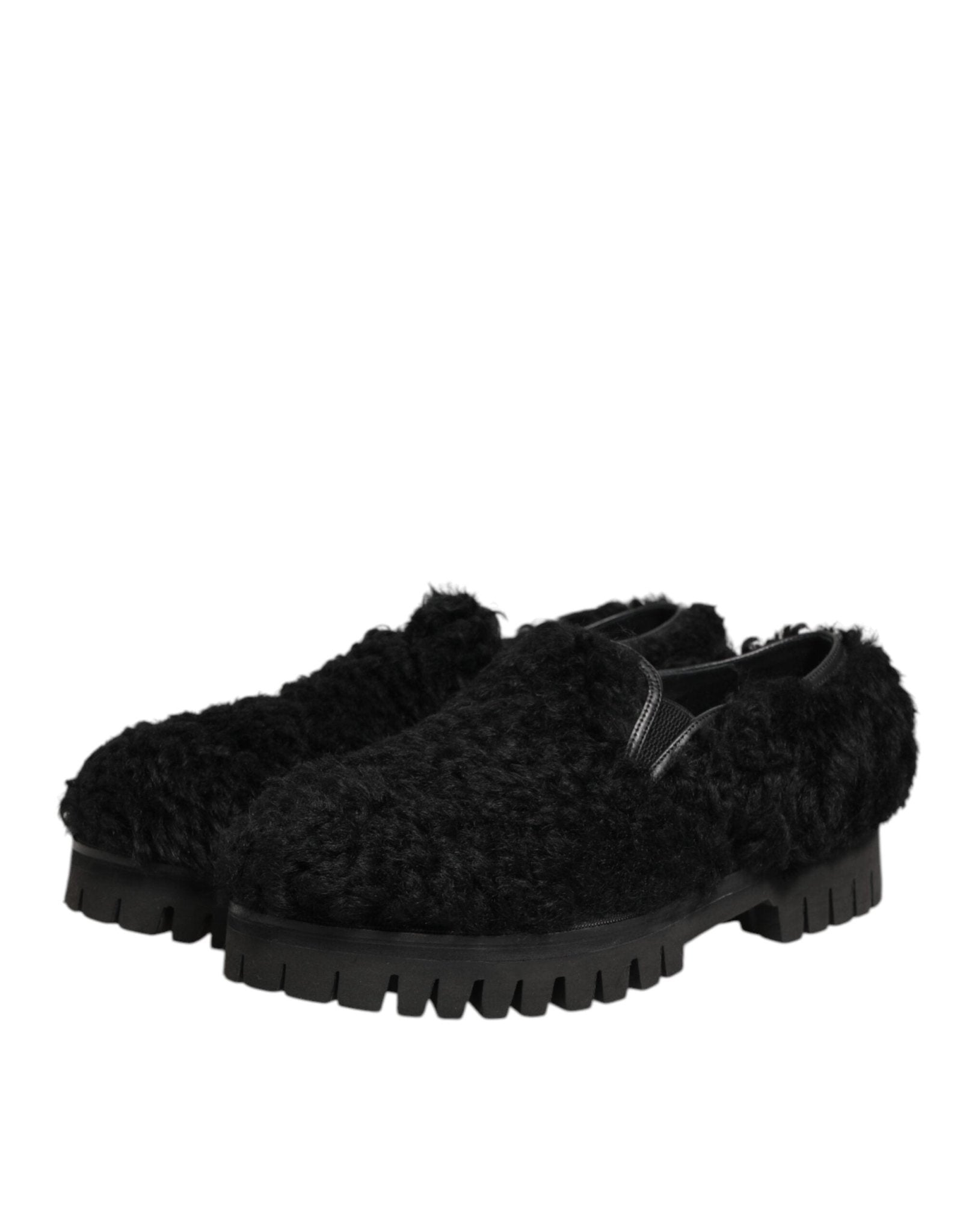 Dolce & Gabbana Dress Black Fur Leather Slippers Men Shoes – EU40/US7 par Dolce & Gabbana | Disponible sur Sandy Store ByNet