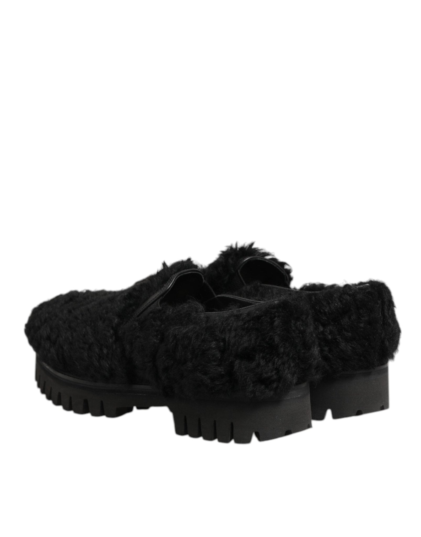 Dolce & Gabbana Dress Black Fur Leather Slippers Men Shoes – EU40/US7 par Dolce & Gabbana | Disponible sur Sandy Store ByNet