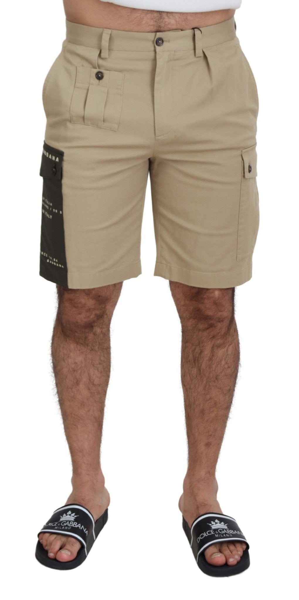 Dolce & Gabbana Elegant Beige Cotton Blend Designer Shorts - Sandy Store ByNet