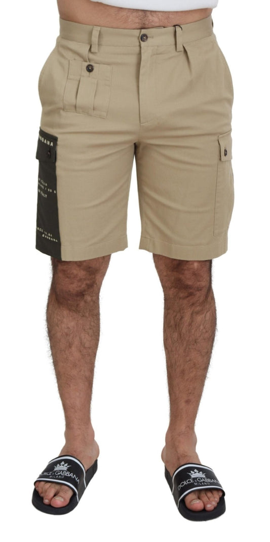 Dolce & Gabbana Elegant Beige Cotton Blend Designer Shorts - Sandy Store ByNet