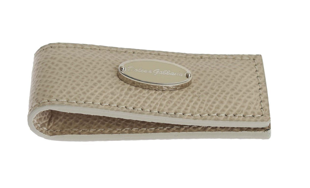 Dolce & Gabbana Elegant Beige Leather Money Clip - Sandy Store ByNet