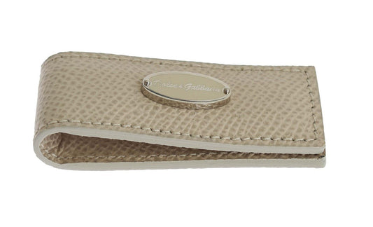 Dolce & Gabbana Elegant Beige Leather Money Clip - Sandy Store ByNet