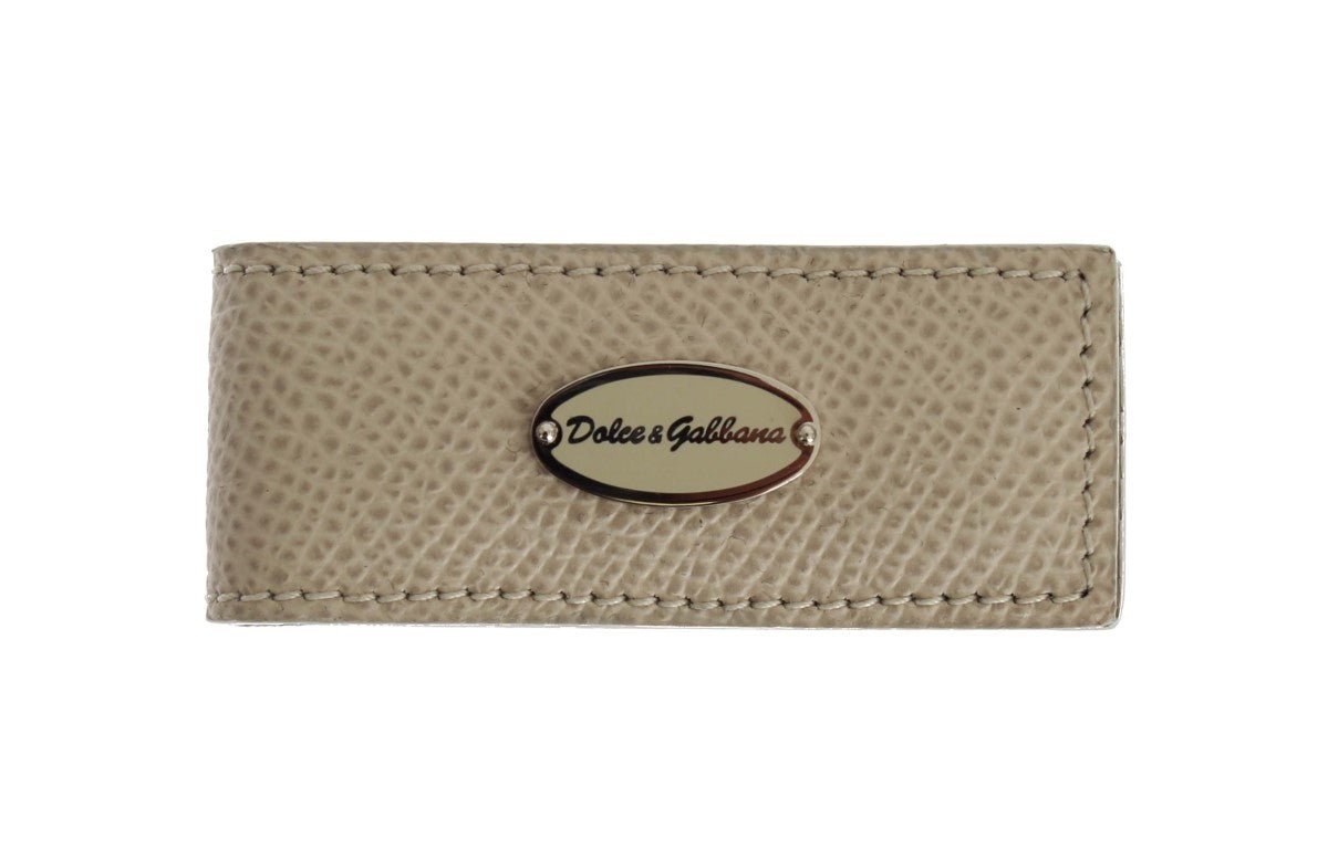 Dolce & Gabbana Elegant Beige Leather Money Clip - Sandy Store ByNet