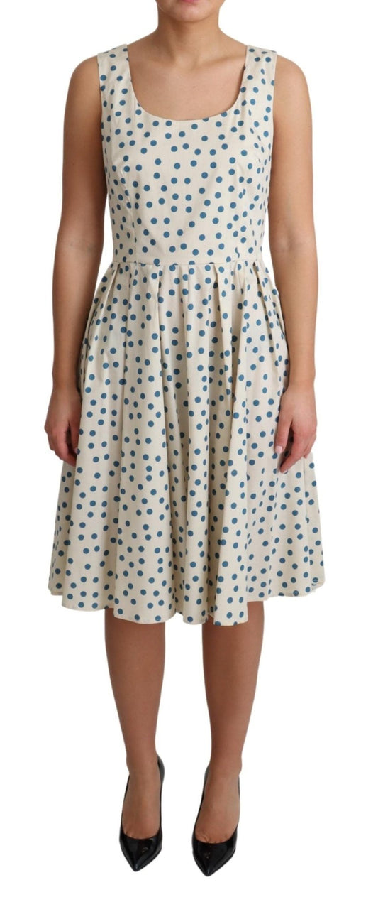 Dolce & Gabbana Elegant Beige Polka Dot A - Line Sleeveless Dress - Sandy Store ByNet