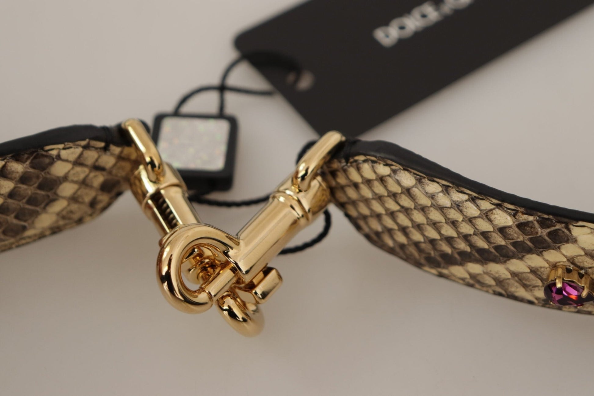 Dolce & Gabbana Elegant Beige Python Leather Shoulder Strap - Sandy Store ByNet