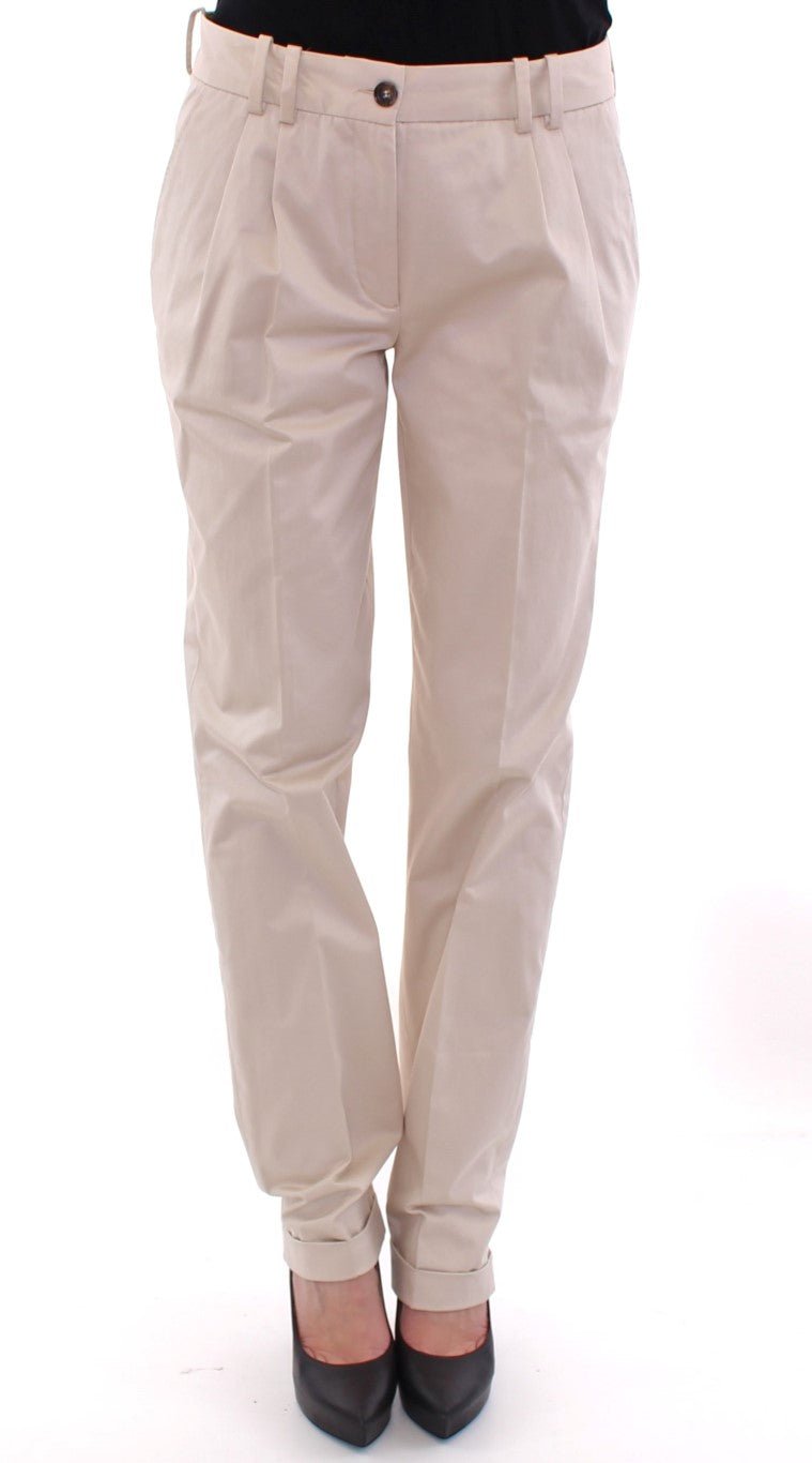 Dolce & Gabbana Elegant Beige Regular Fit Cotton Pants - Sandy Store ByNet