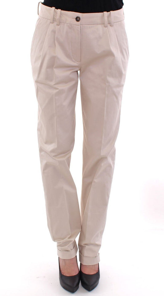 Dolce & Gabbana Elegant Beige Regular Fit Cotton Pants - Sandy Store ByNet