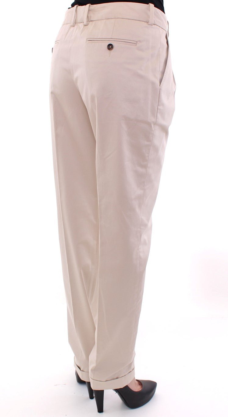 Dolce & Gabbana Elegant Beige Regular Fit Cotton Pants - Sandy Store ByNet