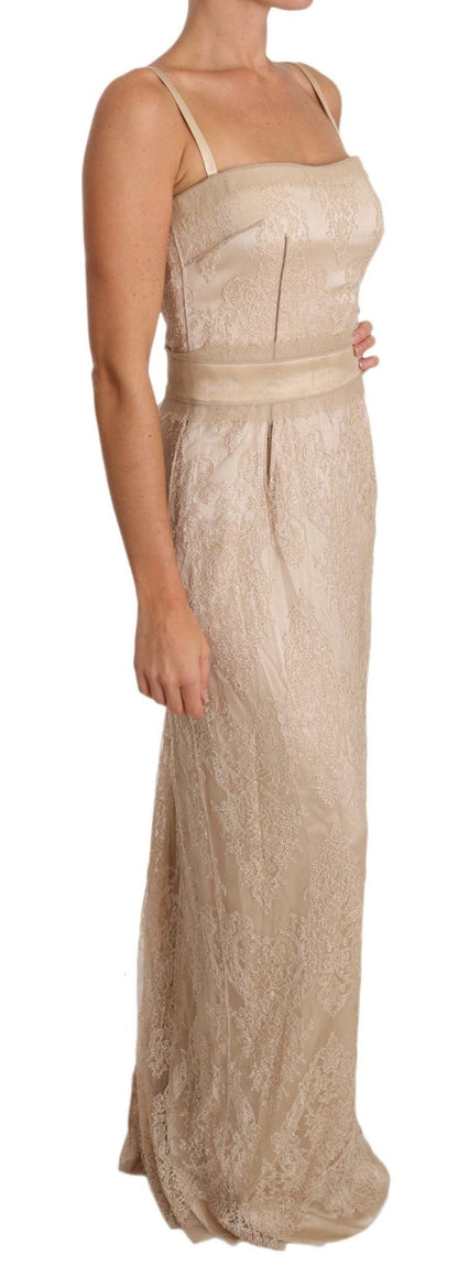 Dolce & Gabbana Elegant Beige Sheath Floor - Length Dress - Sandy Store ByNet