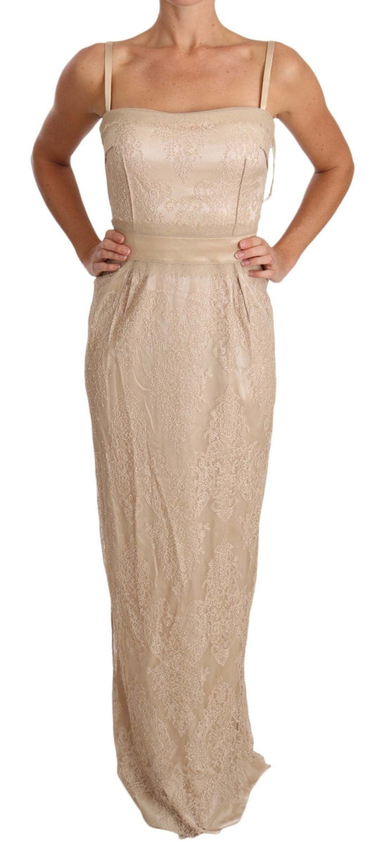 Dolce & Gabbana Elegant Beige Sheath Floor - Length Dress - Sandy Store ByNet