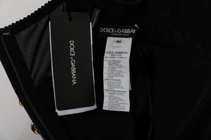 Dolce & Gabbana Elegant Black A - Line Sleeveless Dress with Gold Details - Sandy Store ByNet