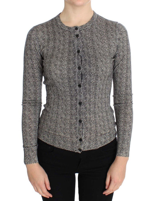 Dolce & Gabbana Elegant Black and White Wool Cardigan - Sandy Store ByNet