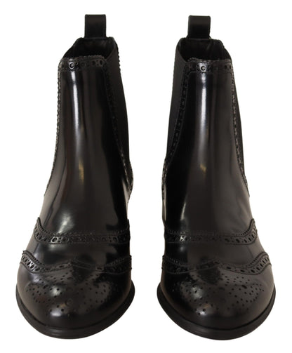 Dolce & Gabbana Elegant Black Ankle Wingtip Oxford Boots - Sandy Store ByNet