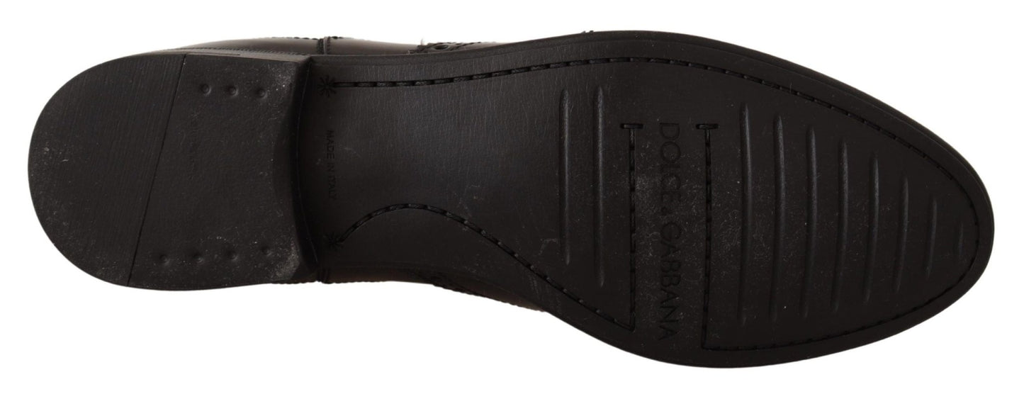 Dolce & Gabbana Elegant Black Ankle Wingtip Oxford Boots - Sandy Store ByNet