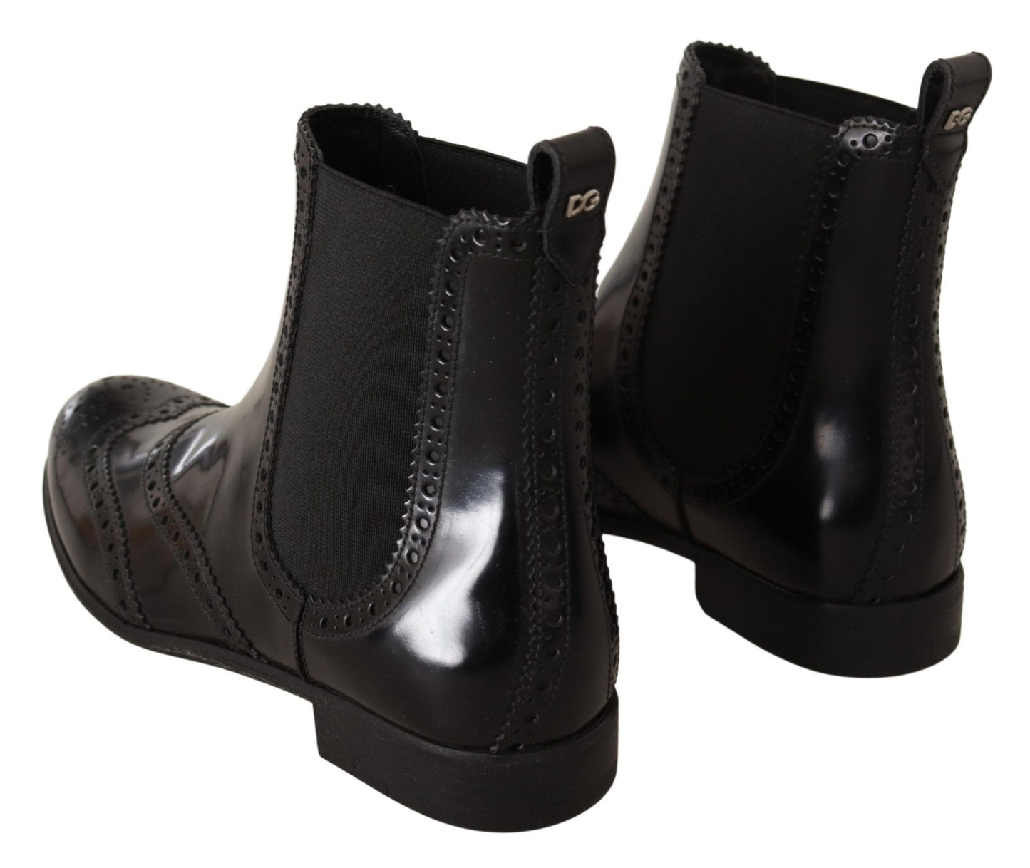 Dolce & Gabbana Elegant Black Ankle Wingtip Oxford Boots - Sandy Store ByNet
