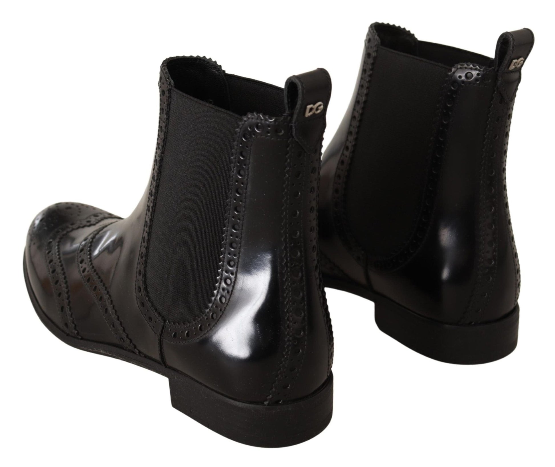 Dolce & Gabbana Elegant Black Ankle Wingtip Oxford Boots - Sandy Store ByNet