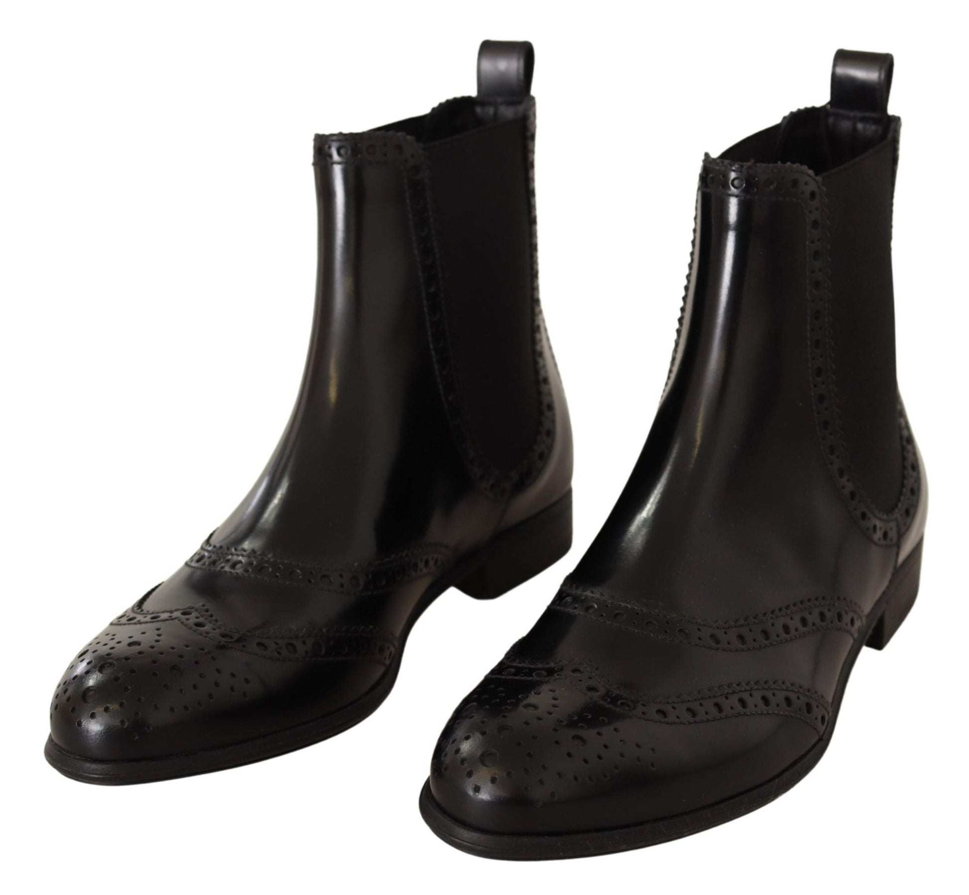 Dolce & Gabbana Elegant Black Ankle Wingtip Oxford Boots - Sandy Store ByNet