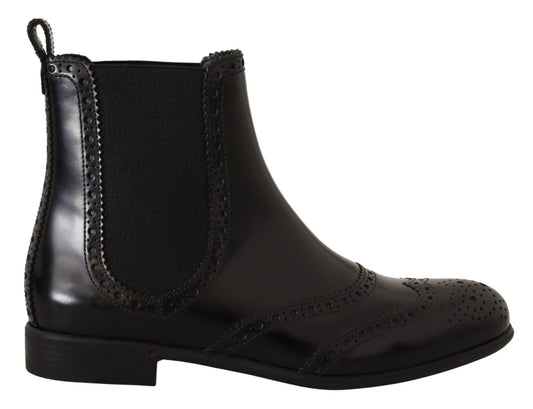 Dolce & Gabbana Elegant Black Ankle Wingtip Oxford Boots - Sandy Store ByNet