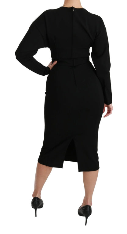 Dolce & Gabbana Elegant Black Bodycon Sheath Midi Dress - Sandy Store ByNet