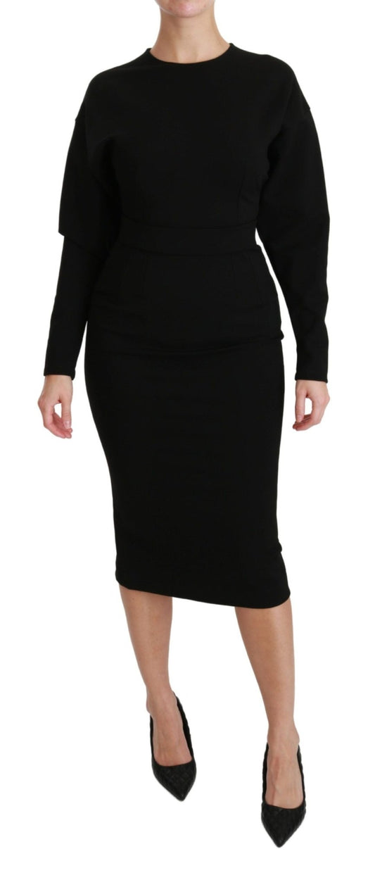 Dolce & Gabbana Elegant Black Bodycon Sheath Midi Dress - Sandy Store ByNet