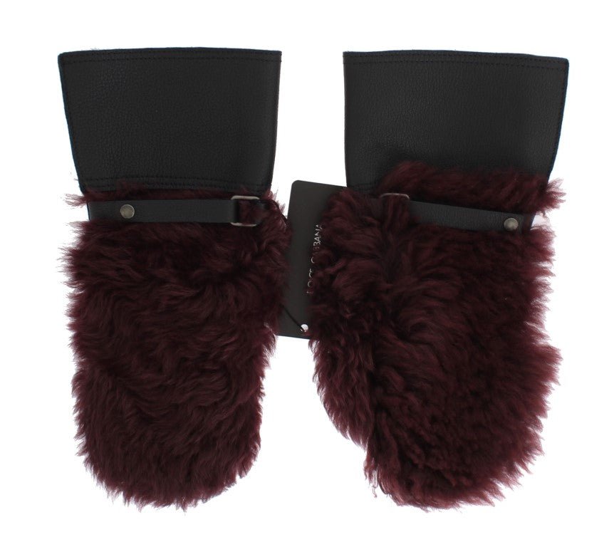 Dolce & Gabbana Elegant Black & Bordeaux Leather Gloves - Sandy Store ByNet