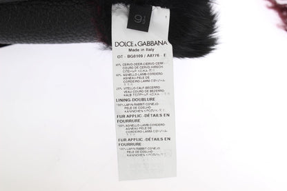 Dolce & Gabbana Elegant Black & Bordeaux Leather Gloves - Sandy Store ByNet