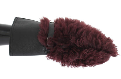 Dolce & Gabbana Elegant Black & Bordeaux Leather Gloves - Sandy Store ByNet