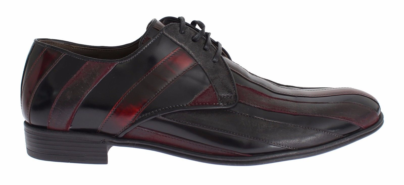 Dolce & Gabbana Elegant Black Bordeaux Striped Leather Dress Shoes - Sandy Store ByNet