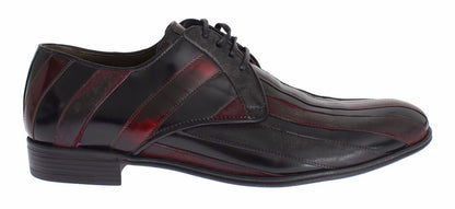 Dolce & Gabbana Elegant Black Bordeaux Striped Leather Dress Shoes - Sandy Store ByNet
