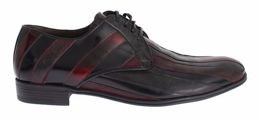 Dolce & Gabbana Elegant Black Bordeaux Striped Leather Dress Shoes - Sandy Store ByNet